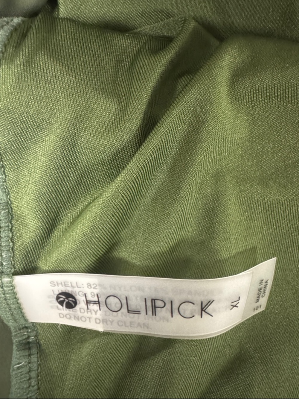 Olive Green Ruched Tankini Top - Picture 2 of 6
